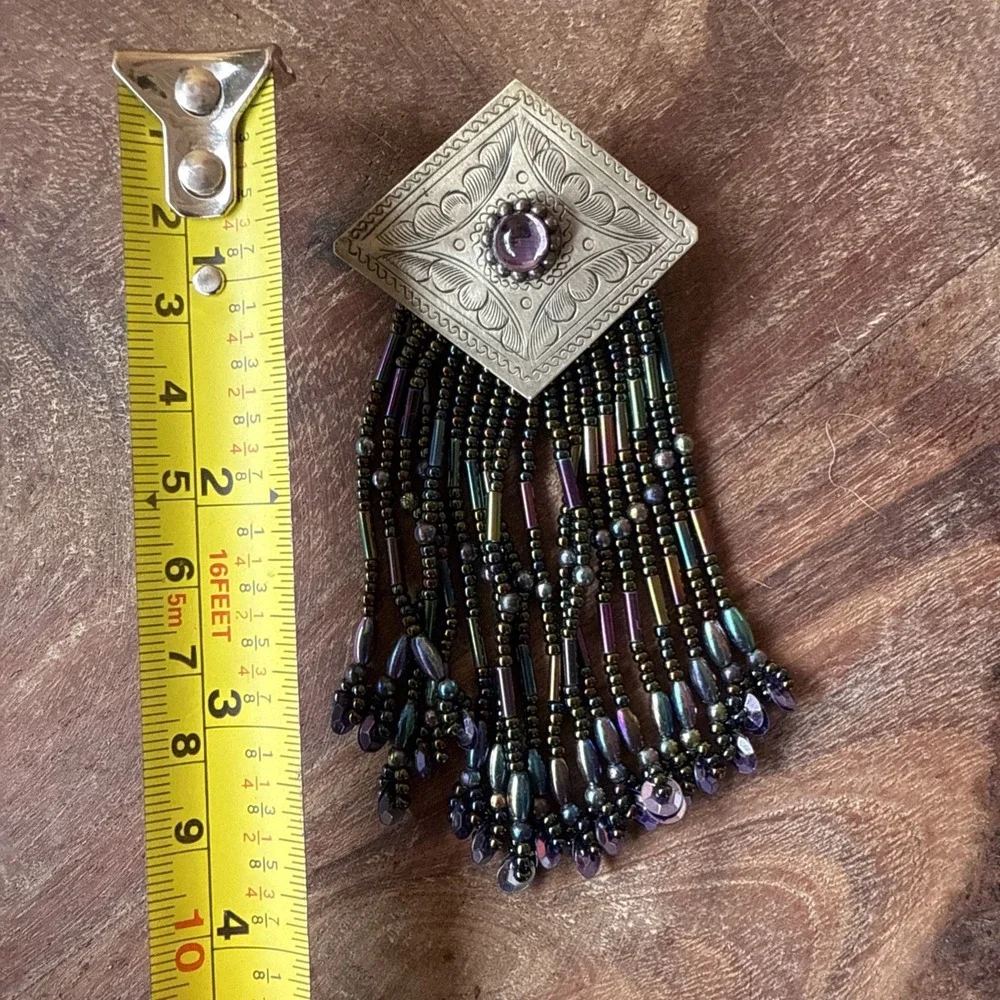 Beaded Pin Brooch‎ Pendant Purple Green